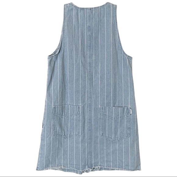 ๐บ RVCA Trail It Vertical Striped Vintage Washed Denim Dress Size S - Picture 2 of 15